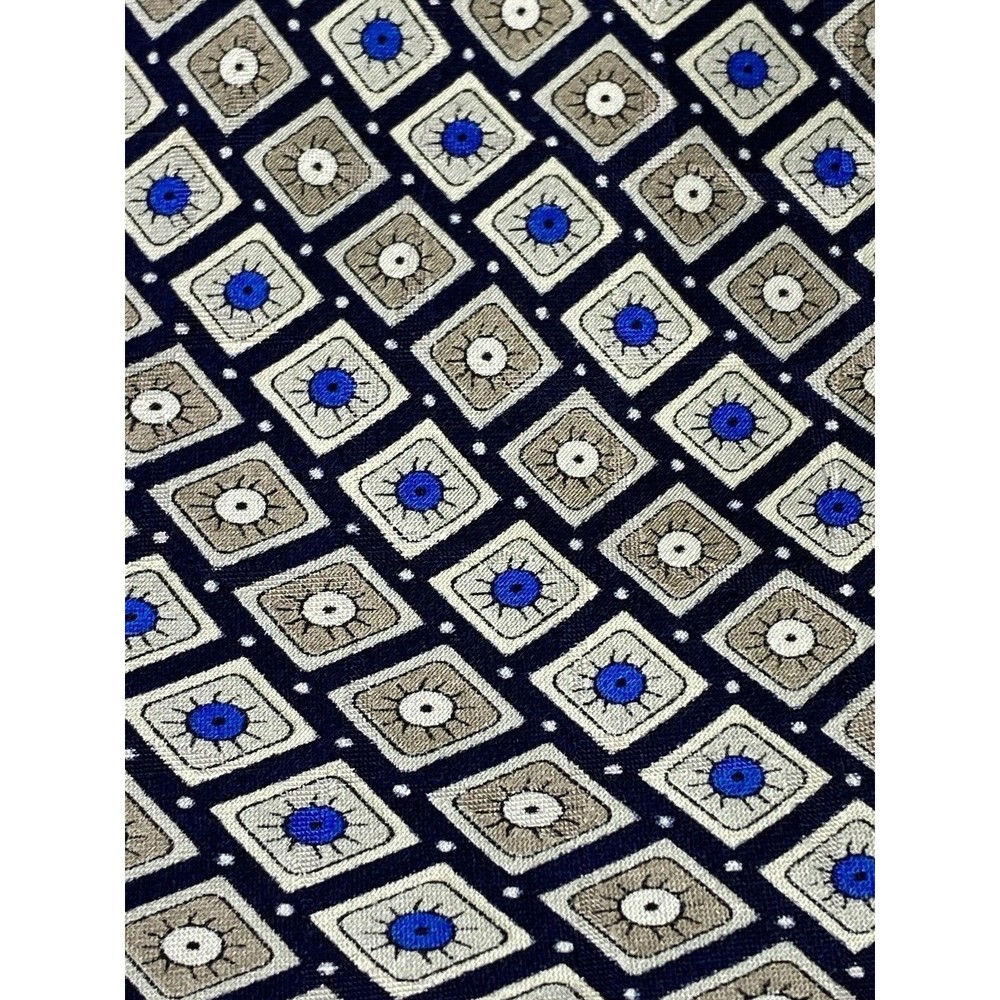 Satchi By Bruno Satchi Silk Neck Tie Geometric Squares Blue Gray